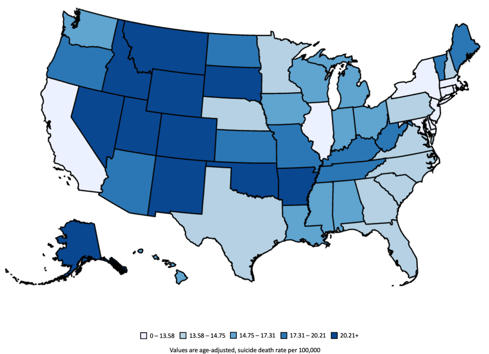 Age adjusted suicide rates by state 2018 dec 2023
